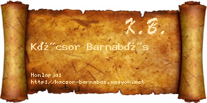 Kácsor Barnabás névjegykártya
